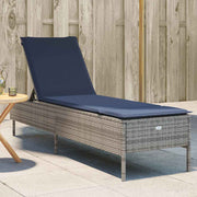 Sun Lounger with Cushion Grey Polyrattan