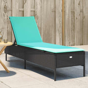 Sun Lounger with Cushion, Poly Rattan Black