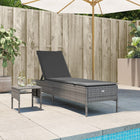 Ligbed poly rattan grijs met tafel en kussen