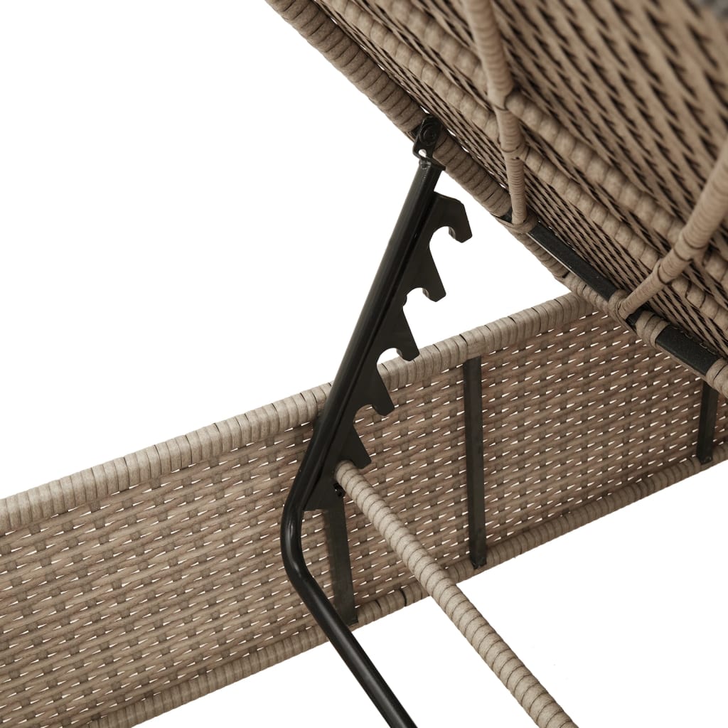 Ligbed met tafel en kussen poly rattan beige