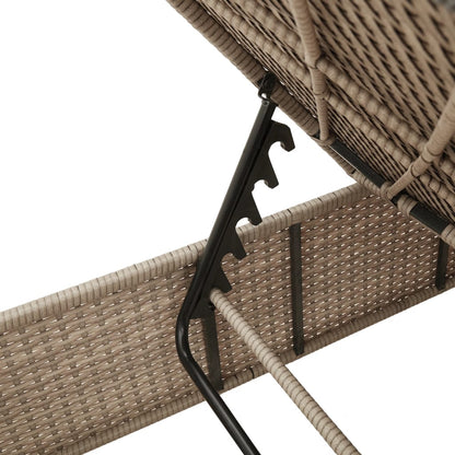 Ligbed met tafel en kussen poly rattan beige