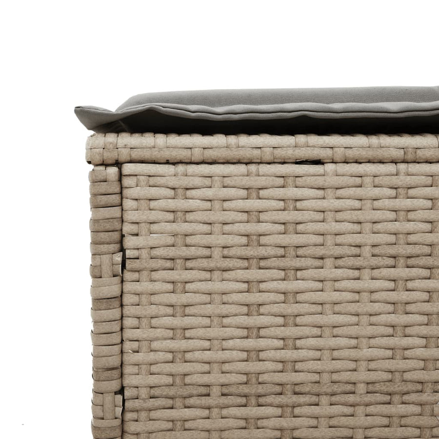 Ligbed met tafel en kussen poly rattan beige