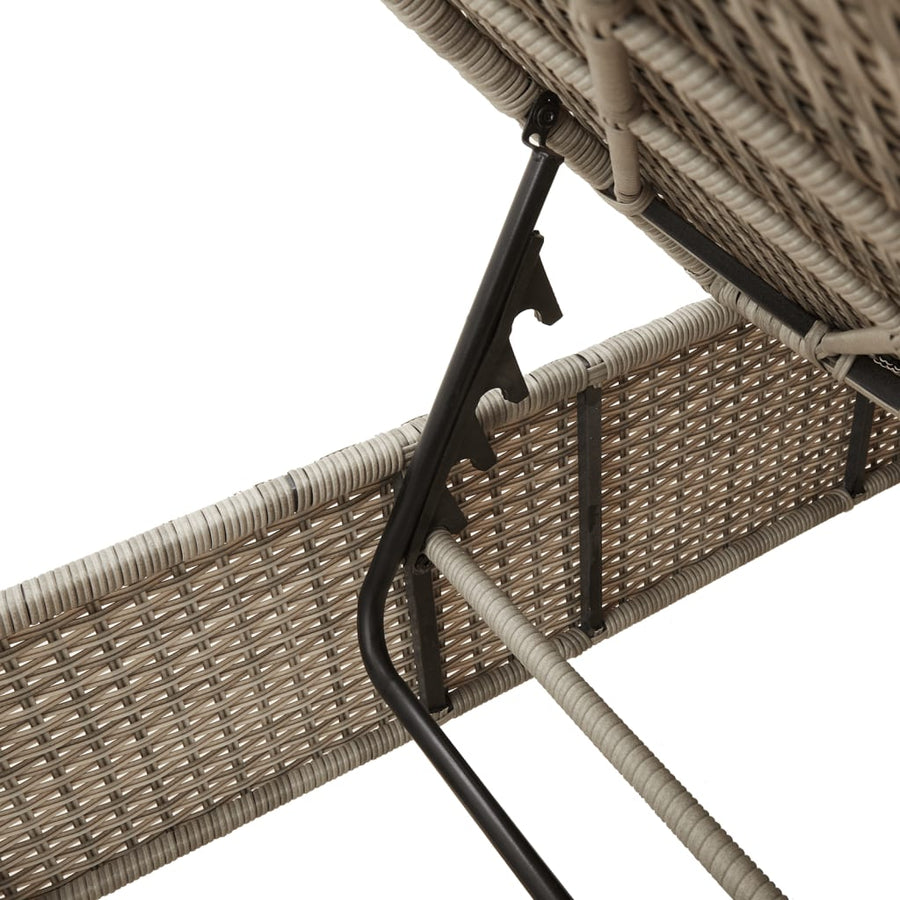 Ligbed met tafel en kussen poly rattan lichtgrijs
