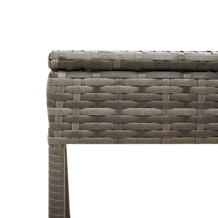 Ligstoel met tafel en kussen, grijs polyrotan