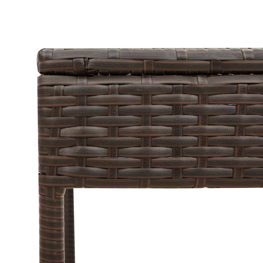 Ligstoel met tafel en kussen, bruin polyrotan