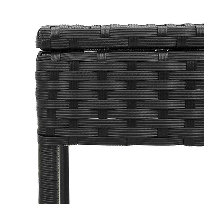 Ligstoel met tafel en kussen, zwart polyrotan
