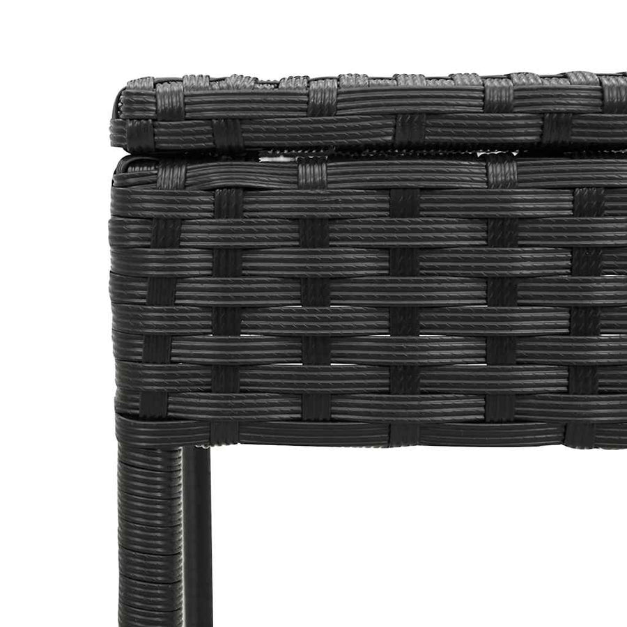 Ligstoel met tafel en kussen, zwart polyrotan