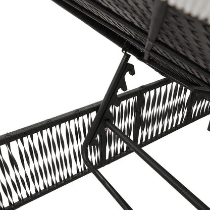 Ligbed met kussen poly rattan zwart