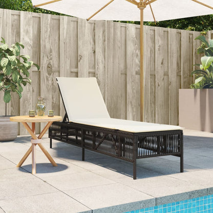 Ligbed met kussen poly rattan bruin
