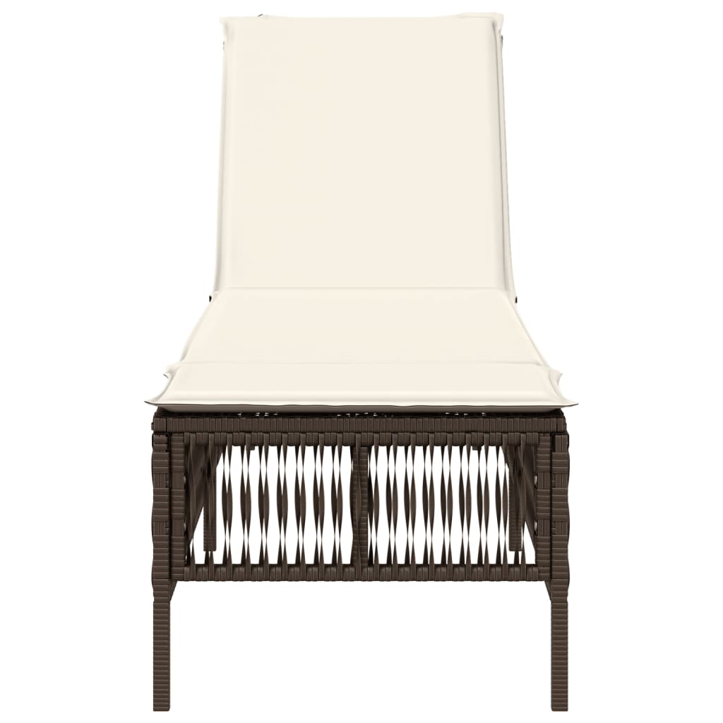 Ligbed met kussen poly rattan bruin