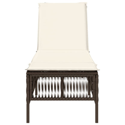Ligbed met kussen poly rattan bruin