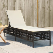 Ligbed poly rattan bruin met kussen