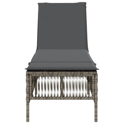 Ligbed met kussen poly rattan grijs