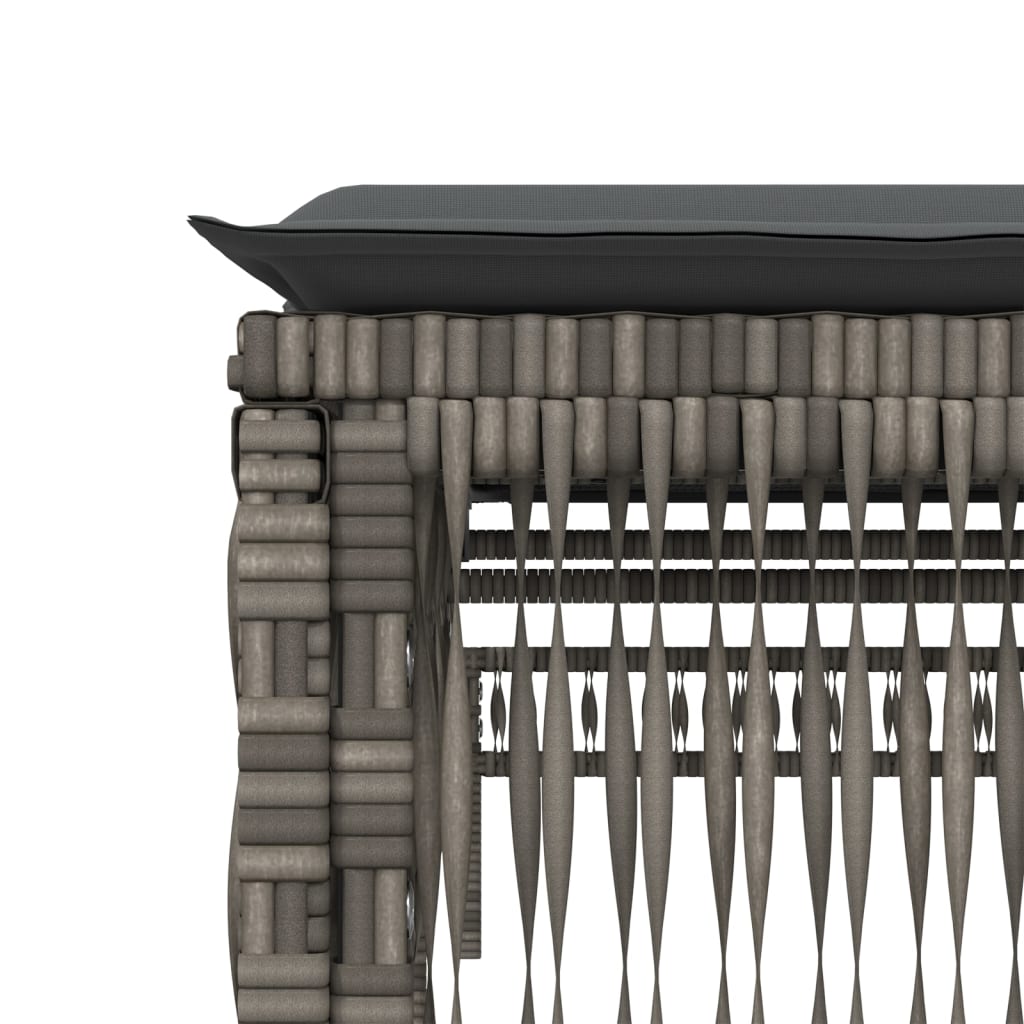 Ligbed met kussen poly rattan grijs
