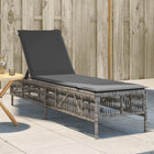 Ligbed poly rattan grijs met kussen