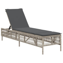 Ligbed met kussen poly rattan lichtgrijs