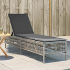 Ligbed poly rattan lichtgrijs met kussen