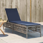 Sun Lounger with Cushion Grey Polyrattan