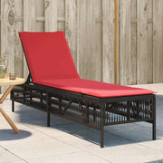 Sun Lounger with Cushion Brown Polyrattan