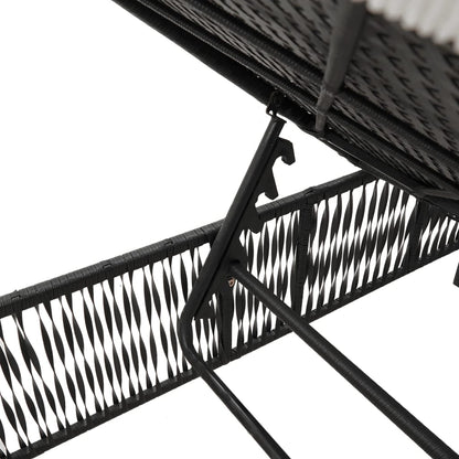 Ligbedden 2 st met tafel poly rattan zwart