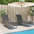 Ligbedden set 2 st met tafel poly rattan grijs