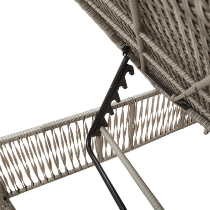 Ligbedden 2 st met tafel poly rattan lichtgrijs