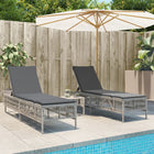 Ligbedden set 2 st met tafel poly rattan lichtgrijs