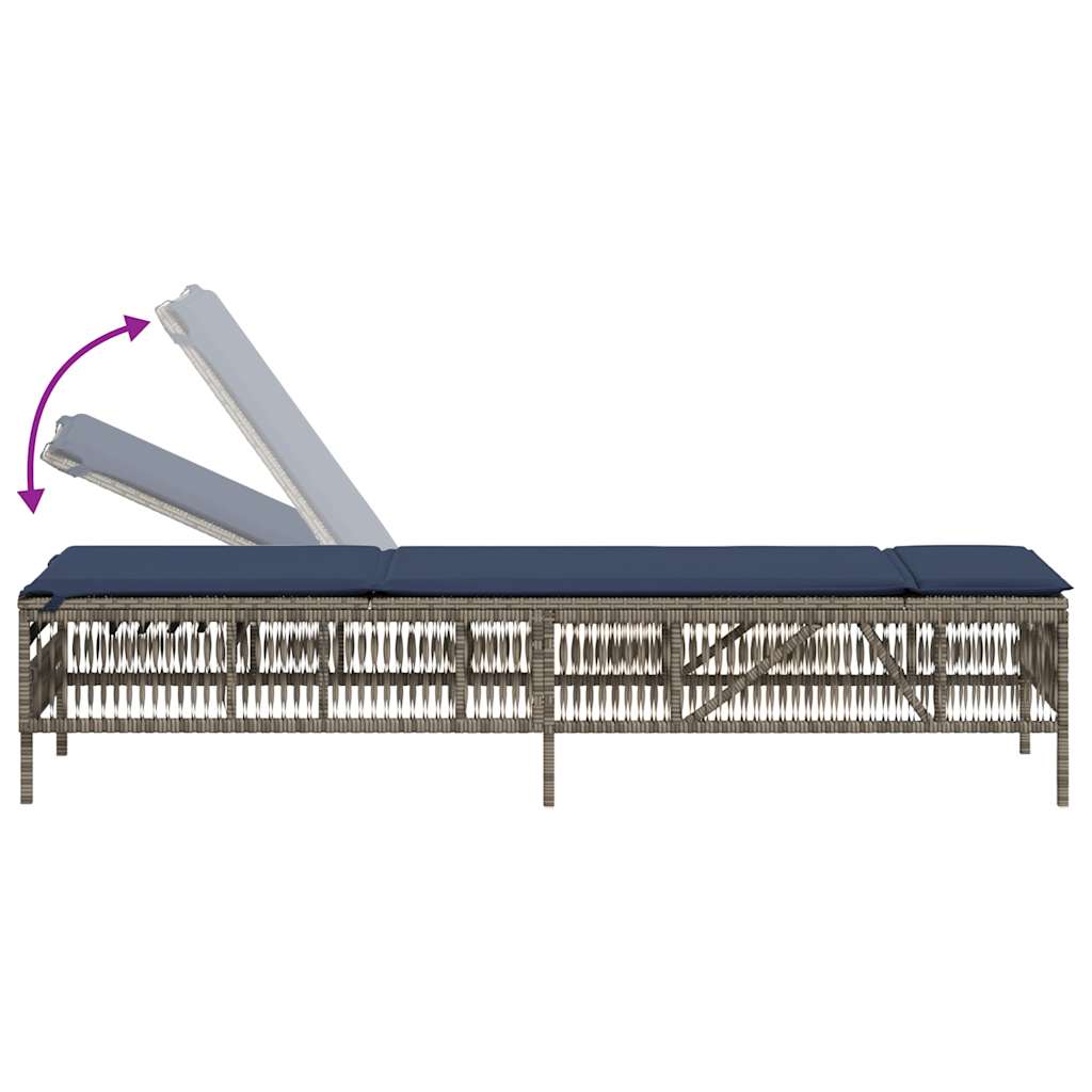 Ligstoelen 2 stuks met tafel Grijs Poly Rotan