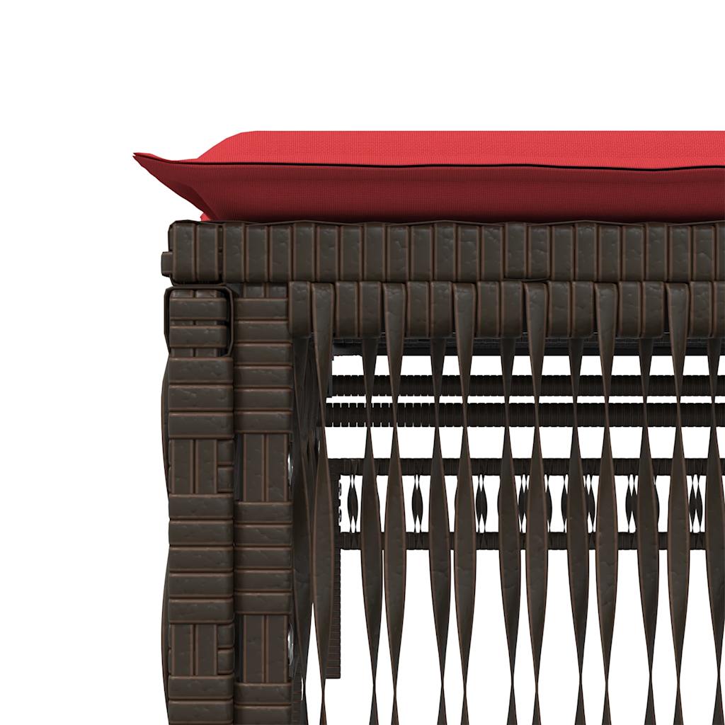 Ligstoelen 2 stuks met tafel Bruin Poly Rotan