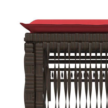 Ligstoelen 2 stuks met tafel Bruin Poly Rotan