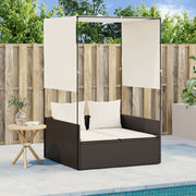 Ligbed tweepersoons poly rattan bruin 187x118x110 cm