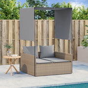 Ligbed tweepersoons poly rattan beige 187 cm
