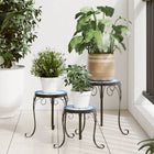 Plant stands 3 pc ceramic blue and white
