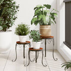 Plant stands, 3 pcs, ceramic, terracotta-colored and white