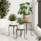 Plant stands, 3 pcs, ceramic, terracotta-colored and white