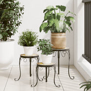 Plantenstandaards 3 st keramiek terracotta wit
