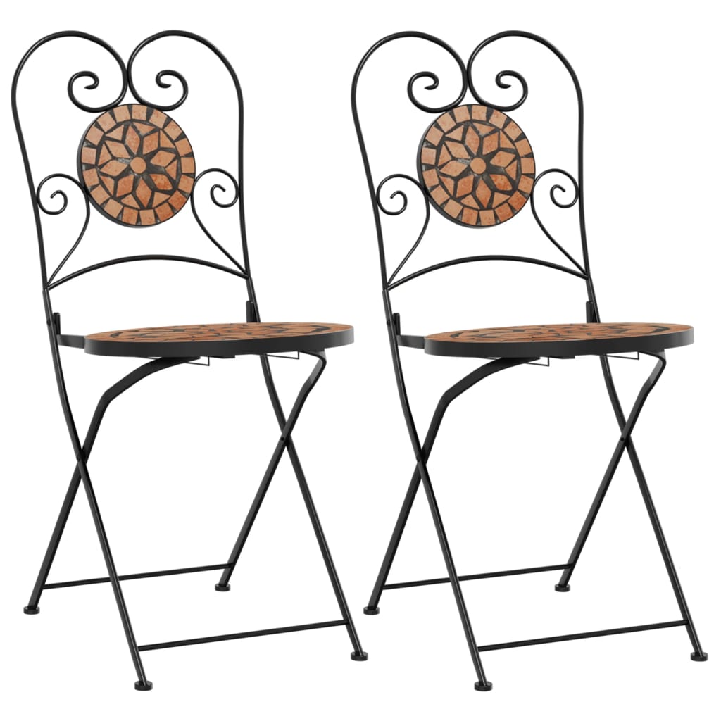 Bistrostoelen 2 st inklapbaar keramiek terracottakleurig