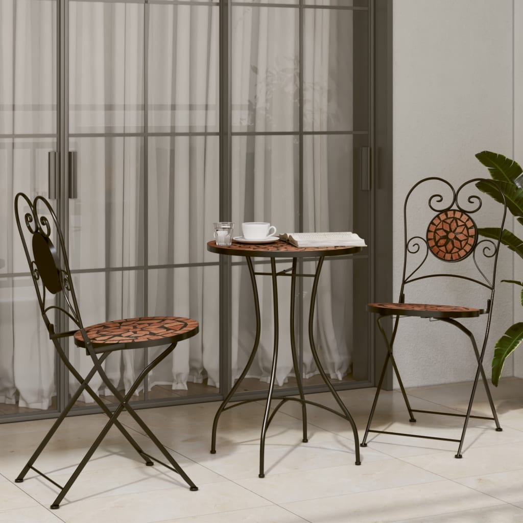 Bistrostoelen 2 st inklapbaar keramiek terracottakleurig