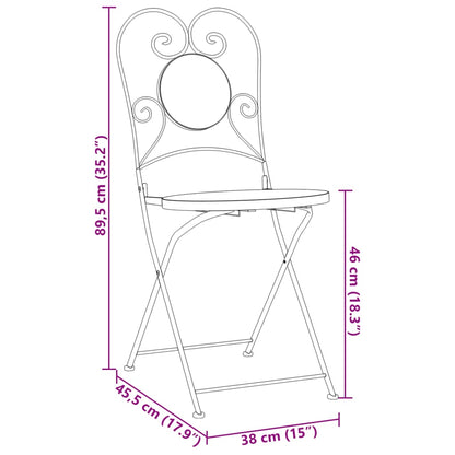 Bistrostoelen 2 st inklapbaar keramiek terracottakleurig