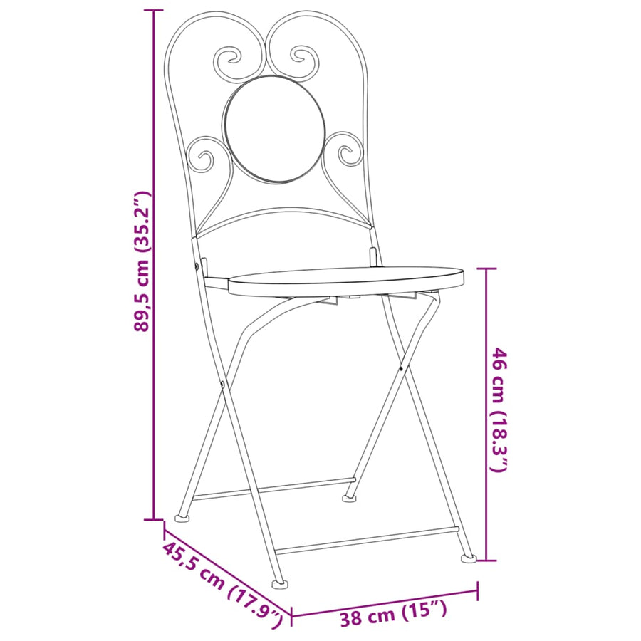 Bistrostoelen 2 st inklapbaar keramiek terracottakleurig