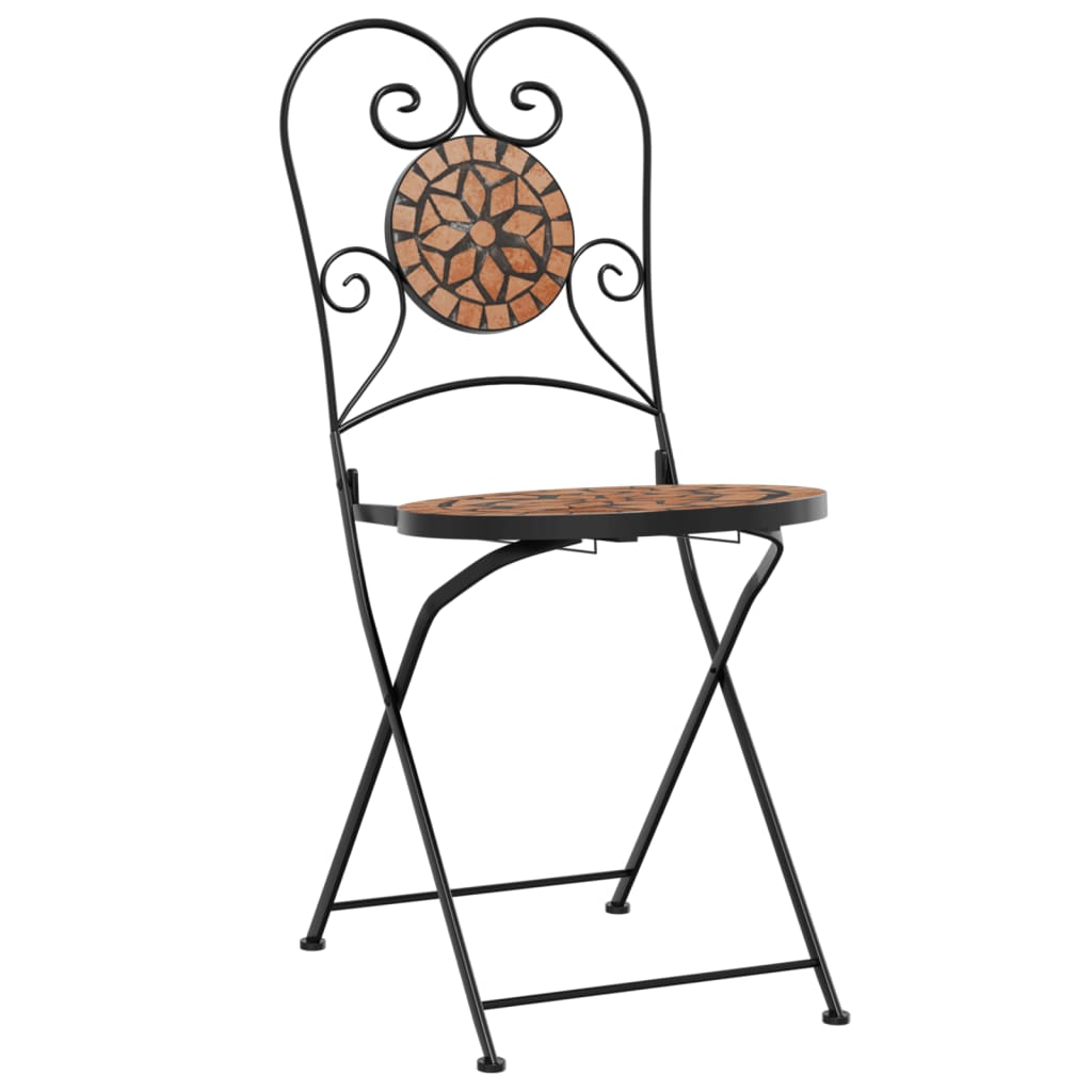 Bistrostoelen 2 st inklapbaar keramiek terracottakleurig