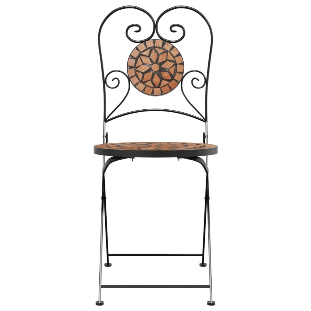 Bistrostoelen 2 st inklapbaar keramiek terracottakleurig