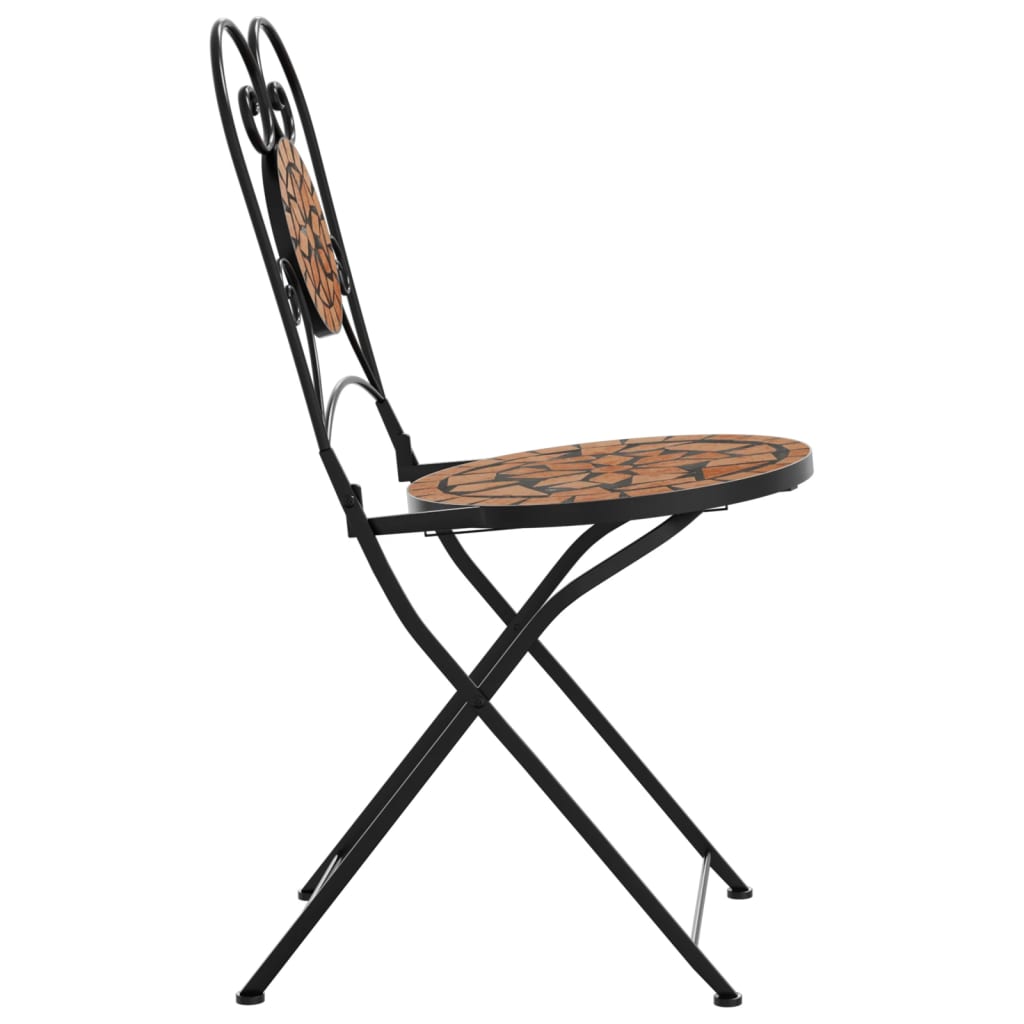 Bistrostoelen 2 st inklapbaar keramiek terracottakleurig