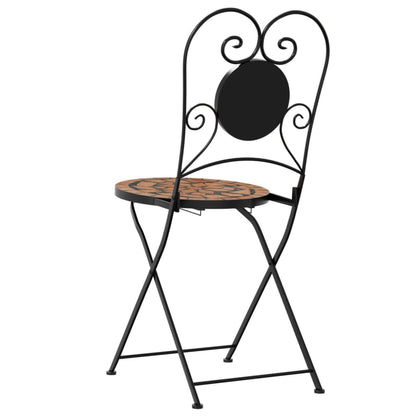Bistrostoelen 2 st inklapbaar keramiek terracottakleurig