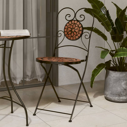 Bistrostoelen 2 st inklapbaar keramiek terracottakleurig