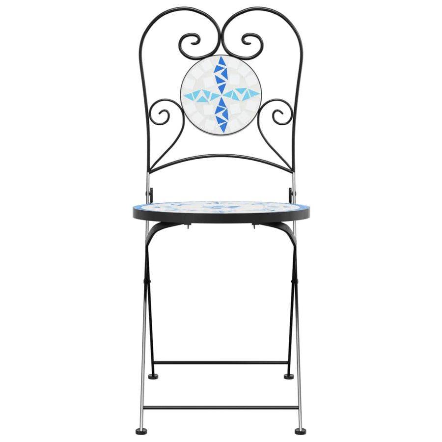 Bistrostoelen 2 st inklapbaar keramiek blauw en wit