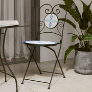 Bistrostoelen 2 st inklapbaar keramiek blauw wit 38x45.5x89.5 cm