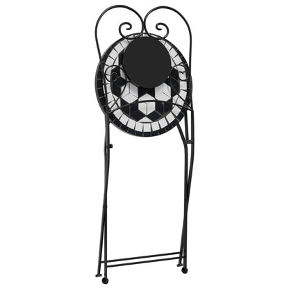 Bistrostoelen 2 st inklapbaar keramiek zwart en wit