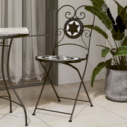 Bistrostoelen 2 st inklapbaar keramiek zwart wit