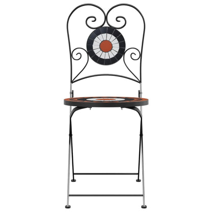 Bistrostoelen 2 st inklapbaar keramiek terracottakleurig en wit